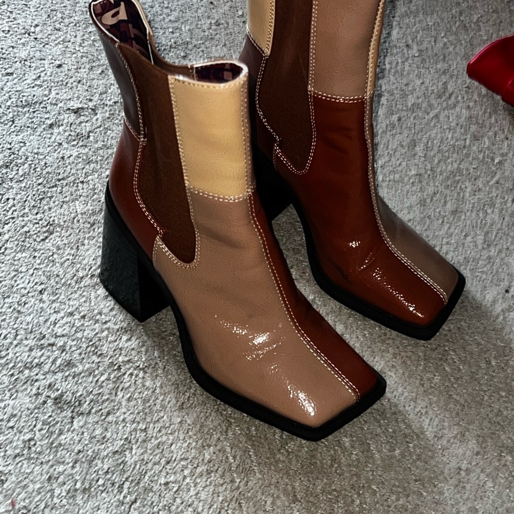 Brown Patchwork Boots - image 3